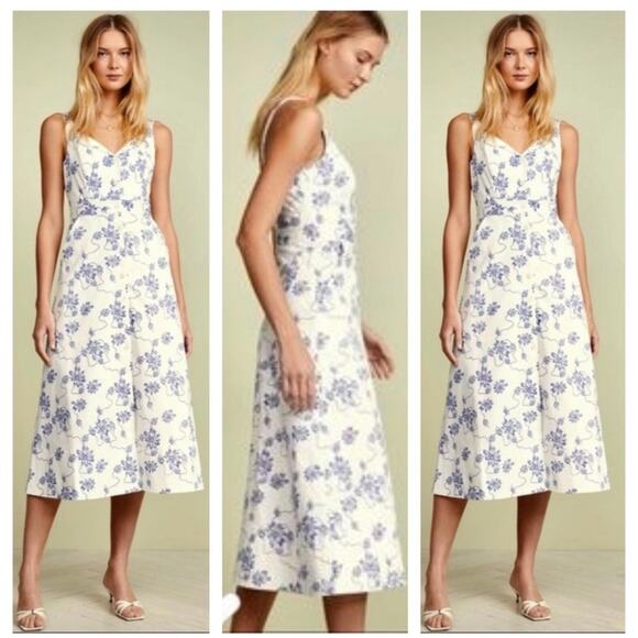 Equipment Dresses & Skirts - Equipment Revolve Oleisa Natural White Blue Floal Dress Size 4 Like New